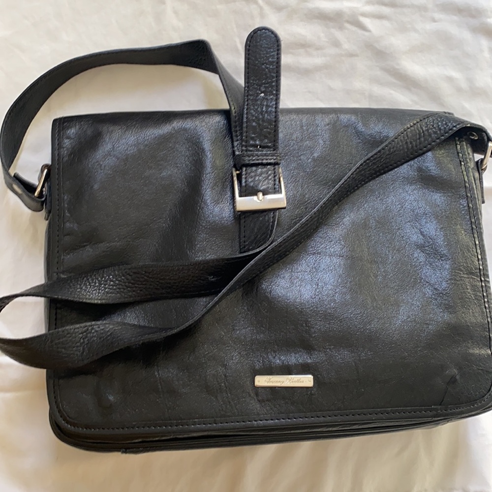 Black leather bag